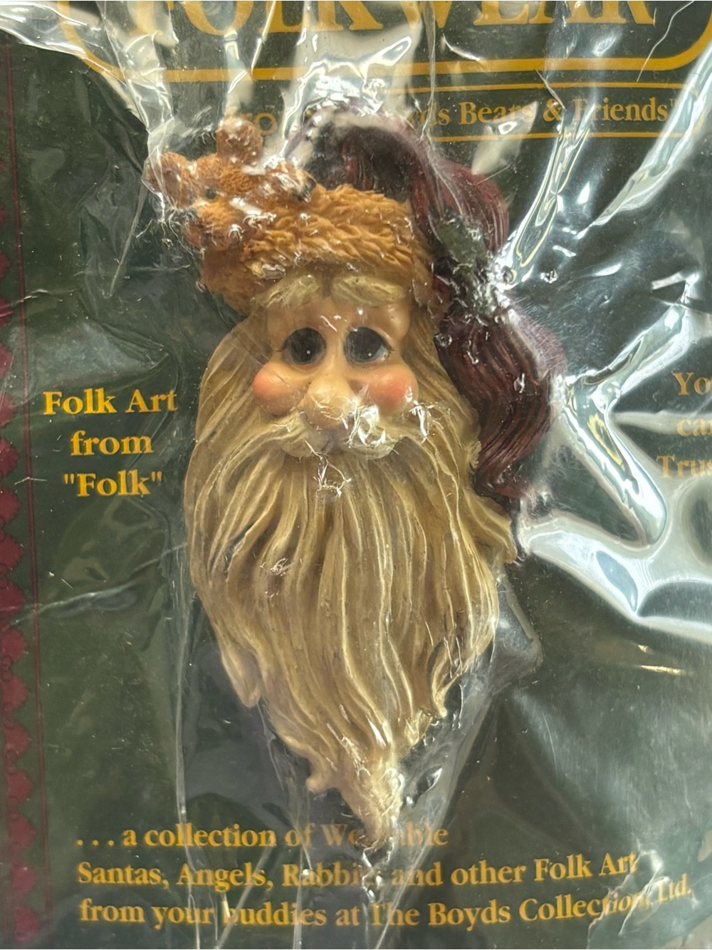 Vintage Boyds Bears & Friends Folk Art Santa Claus Pin-Brooch